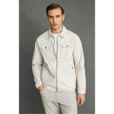 Desen Triko Polo Yaka Mont, L, 25440, Krem, Erkek