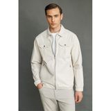 Desen Triko Polo Yaka Mont, M, 25440, Krem, Erkek