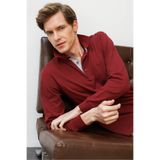 Desen Triko Polo Yaka Pike Dokuma Sweatshirt, XL, 25730, Bordo, erkek