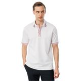 Desen Triko Polo Yaka T-Shirt, 4XL, MTA 17, Beyaz, Erkek
