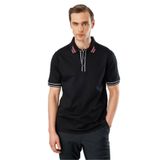 Desen Triko Polo Yaka T-Shirt, 4XL, MTA 17, Siyah, Erkek