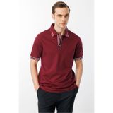 Desen Triko Polo Yaka T-Shirt, L, MTA 17, Bordo, Erkek
