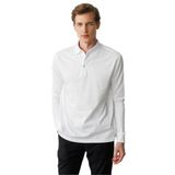 Desen Triko Polo Yaka Uzun Kollu Sweatshirt, 2XL, 25727, Beyaz, erkek