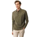 Desen Triko Polo Yaka Uzun Kollu Sweatshirt, 2XL, 25727, Haki, Erkek