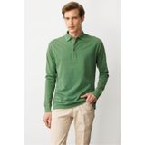 Desen Triko Polo Yaka Uzun Kollu Sweatshirt, 3XL, 25727, A.Yeşil, erkek