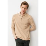 Desen Triko Polo Yaka Uzun Kollu Sweatshirt, 3XL, 25727, K.Bej, Erkek