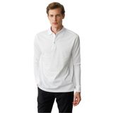 Desen Triko Polo Yaka Uzun Kollu Sweatshirt, L, 25727, Beyaz, Erkek