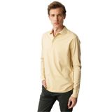 Desen Triko Polo Yaka Uzun Kollu Sweatshirt, L, 25727, Sarı, erkek