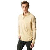 Desen Triko Polo Yaka Uzun Kollu Sweatshirt, M, 25727, Sarı, erkek