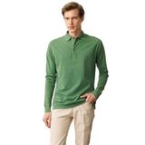Desen Triko Polo Yaka Uzun Kollu Sweatshirt, XL, 25727, A.Yeşil, Erkek