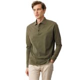 Desen Triko Polo Yaka Uzun Kollu Sweatshirt, XL, 25727, Haki, erkek