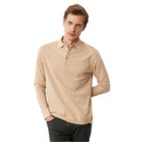 Desen Triko Polo Yaka Uzun Kollu Sweatshirt, XL, 25727, K.Bej, erkek