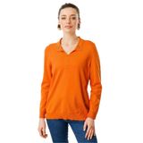 Desen Triko Polo Yaka Yazlık Triko Bluz, M, 25359, Oranj, Kadın