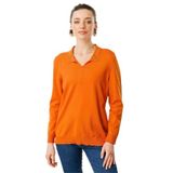 Desen Triko Polo Yaka Yazlık Triko Bluz, S, 25359, Oranj, Kadın