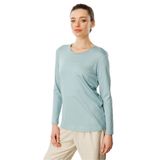 Desen Triko Sıfır Yaka Basic Penye Bluz, M, 23787, Mint, Kadın
