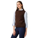 Desen Triko Sıfır Yaka Çiçek Nakışlı Yün Süveter, XL, 25180, M.Kahve, Kadın