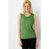 Desen Triko Sıfır Yaka Flamlı Kumaş Basic Askılı Tshirt, S, KMY24086, A.Yeşili, Kadın