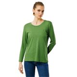 Desen Triko Sıfır Yaka Flamlı Kumaş Basic Penye Bluz, XL, KMY24093, A.Yeşil, Kadın