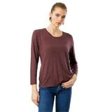 Desen Triko Sıfır Yaka Flamlı Kumaş Basic Penye Bluz, XL, KMY24093, Kahve, Kadın