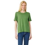 Desen Triko Sıfır Yaka Flamlı Kumaş Penye Tshirt, L, KMY24084, A.Yeşil, Kadın