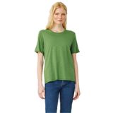 Desen Triko Sıfır Yaka Flamlı Kumaş Penye Tshirt, S, KMY24084, A.Yeşil, Kadın