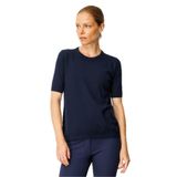 Desen Triko Sıfır Yaka Kısa Kollu Düz Bluz, XL, 25392, Lacivert, Kadın