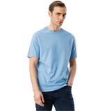 Desen Triko Sıfır Yaka Pamuklu T-Shirt, 2XL, 25737, Mavi, Erkek
