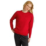 Desen Triko Sıfır Yaka Saç Örgülü Kazak, L, 23329, Kırmızı, Kadın