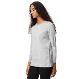 Desen Triko Sıfır Yaka Simli Bluz, XL, 23390, Gri, Kadın