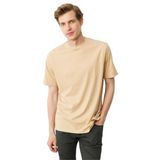 Desen Triko Sıfır Yaka T-Shirt, 2XL, 25725, A.Sarı, Erkek
