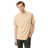 Desen Triko Sıfır Yaka T-Shirt, L, 25725, A.Sarı, Erkek