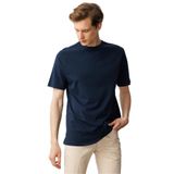 Desen Triko Sıfır Yaka T-Shirt, L, 25725, Lacivert, Erkek