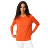 Desen Triko Sıfır Yaka Yırtmaçlı Yanı Düğmeli Bluz, 2XL, 25293, Portakal, Kadın