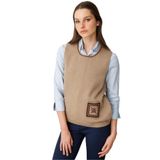 Desen Triko Sıfır Yaka Yün Süveter, 2XL, 25200, Bej, Kadın