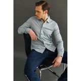 Desen Triko Uzun Kol Manşetli Gömlek, 2XL, 950, Gri, Erkek