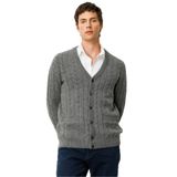 Desen Triko V Yaka Kalın Saç Örgülü Yün Ceket, 2XL, 25520, Füme, Erkek