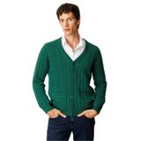 Desen Triko V Yaka Kalın Saç Örgülü Yün Ceket, 2XL, 25520, Ö.Başı, Erkek