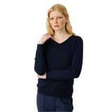Desen Triko V Yaka Komple Saç Örgülü Kazak, XL, 24328, K.Lacivert, Kadın