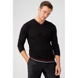 Desen Triko V Yaka Yün Kazak, 2XL, 8024202221613, Siyah, Erkek