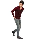 Desen Triko V Yaka Yün Kazak, M, 802420209640, BORDO, Erkek