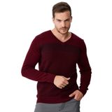 Desen Triko V Yaka Yün Kazak, M, 802420229640, Bordo, Erkek
