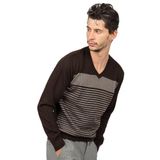 Desen Triko V Yaka Yün Kazak, XL, 802420229640, Kahverengi, Erkek