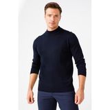 Desen Triko Yarım Balıkçı İnce Triko Kazak, XL, 21604, KOYU LACİVERT, Erkek