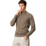 Desen Triko Yarım Balıkçı Yaka Çizgili Baklavalı Yün Kazak, 2XL, 25605, Vizon, Erkek