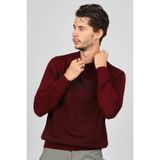 Desen Triko Yarım Balıkçı Yün Kazak, 2XL, 802420229641, Bordo, Erkek