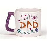 Desene Bak Babaya Özel Best Dad Ever Yazılı Kupa Bardak - Komik Tasarım Baskılı Seramik Hediye Kupa Bardak - Mor