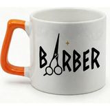 Desene Bak Barber Yazılı Berberlere Hediyelik Baskılı Seramik Hediye Kupa Bardak - Turuncu