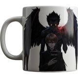 Desene Bak Death Note Anime Tasarımlı Seramik Kupa - Light ve Ryuk Baskılı - Beyaz