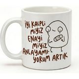 Desene Bak Iyi Kalplimiyiz Enayimiyiz Yazılı - Komik Tasarım Baskılı Seramik Hediye Kupa Bardak - Beyaz