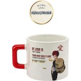 Desene Bak Naruto Gaara Baskılı Seramik Hediye Kupa Bardak Kişiye Özel Kişiselleştirilebilir Anime - Kırmızı